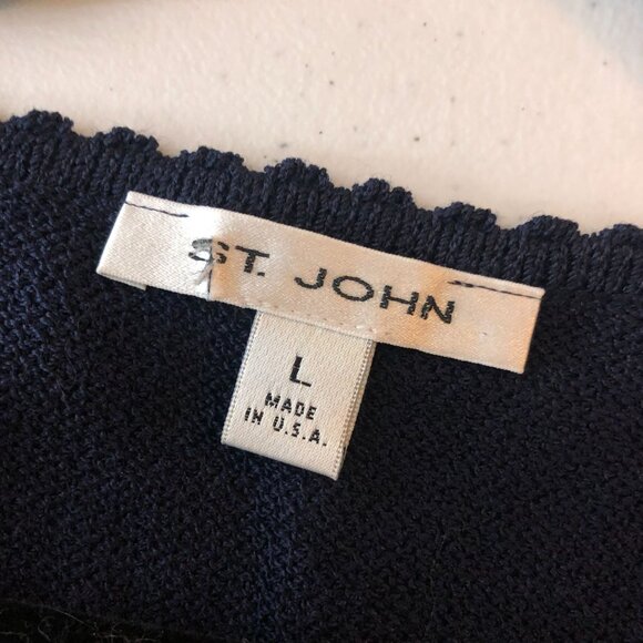 St John Santana Knit Sweater Vest V Neck Navy Blue L - Picture 4 of 4